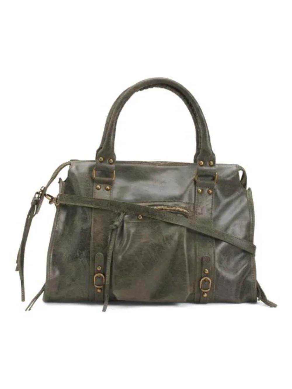 GAVE LUX Made In Italy Leather Large Satchel Brush Front Zip
